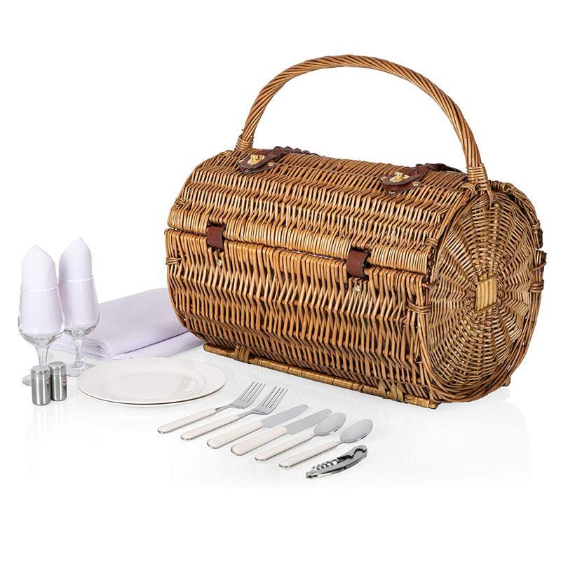 ピクニックバスケット 2人用 PICNIC TIME Barrel Wicker Picnic Basket
