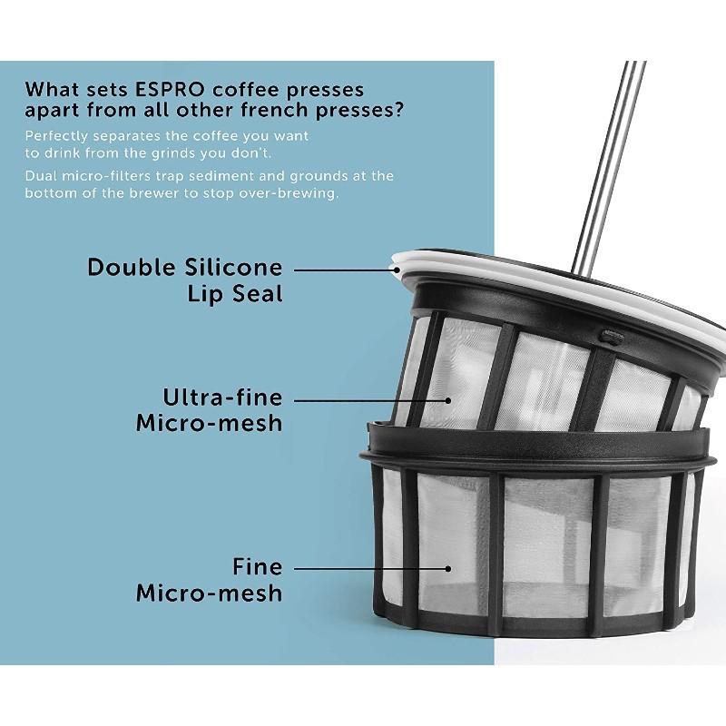 エスプロ コーヒー フレンチプレス ステンレス 保温 ダブルウォール 532ml ESPRO P7 Double Walled Stainless Sの画像