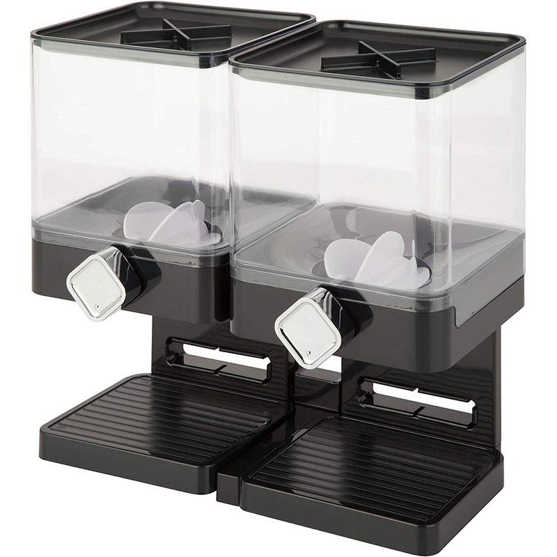 ドライフードディスペンサー ダブル 2連 コンパクト ブラック BPAフリー ゼブロ Honey-Can-Do Compact Double Cereの画像