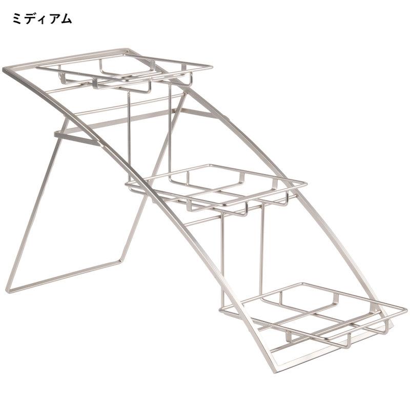ディスプレイスタンド 角形 3段 メタル クロム カフェ レストラン バイキング ビュッフェ American Metalcraft TAS Foldの画像