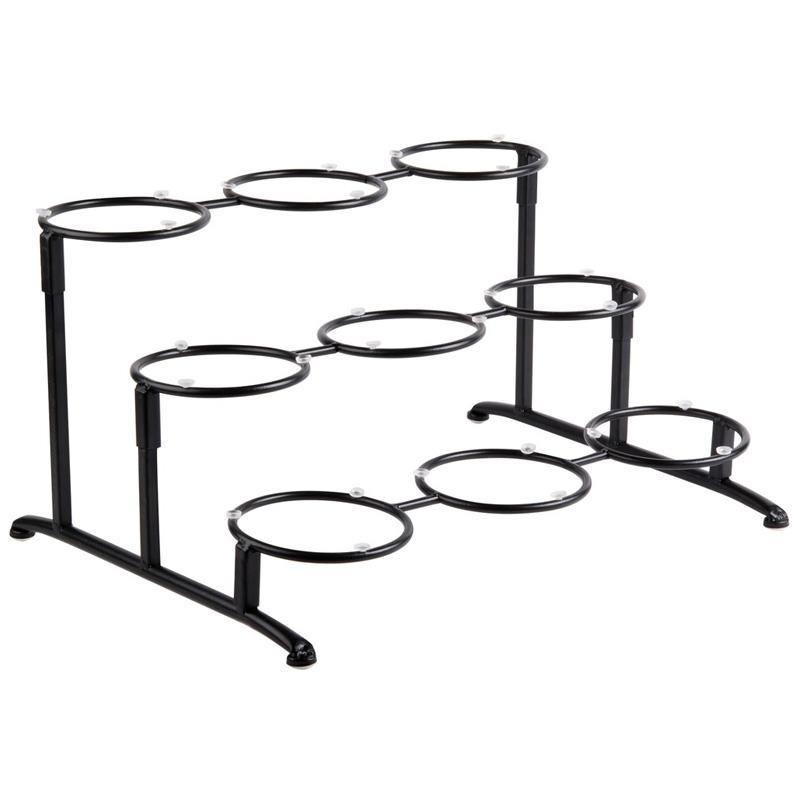 ディスプレイスタンド 3段 メタル ガラス皿12個付 ブラック