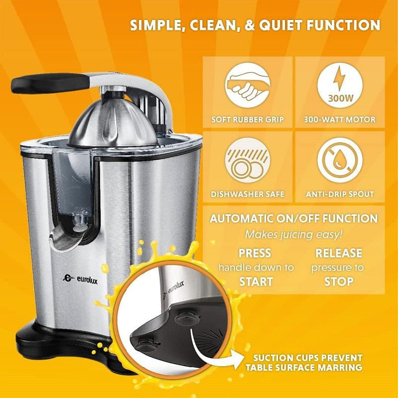 電動シトラスジューサー ステンレス Eurolux Electric Citrus Juicer Power Pro ELCJ3000