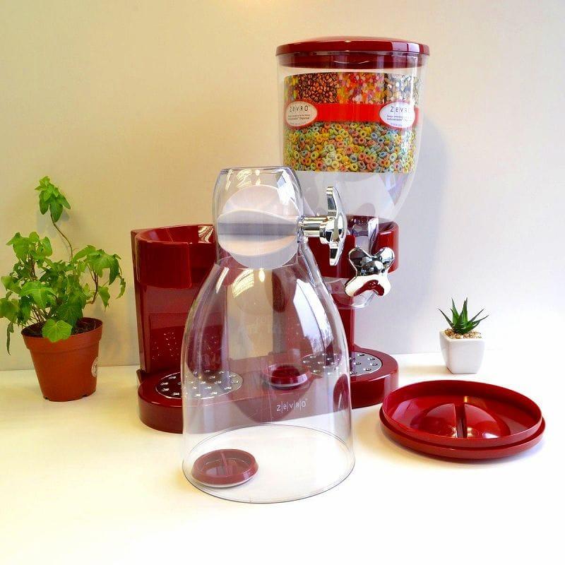 ドライフードディスペンサー デュアル ダブル 2連 レッド ゼブロ HoneyCanDo Dual Dry Food Dispenser, Red 3015058カリフォルニアキッチン