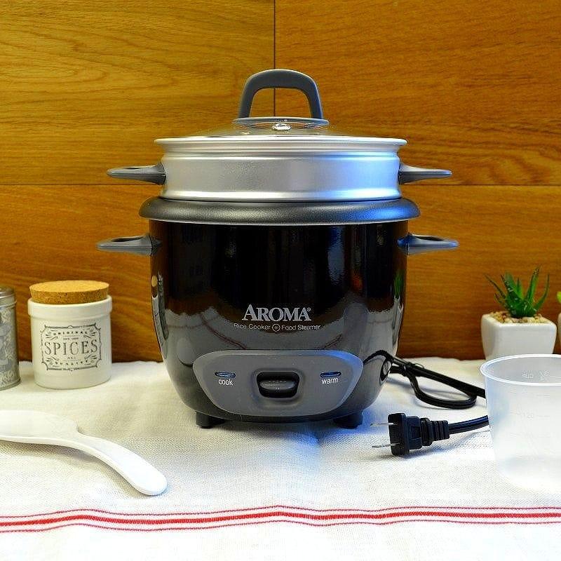 アロマ 6カップ 炊飯器 フードスチーマー ブラック 黒 Aroma ARC7431NGB Rice Cooker and Food