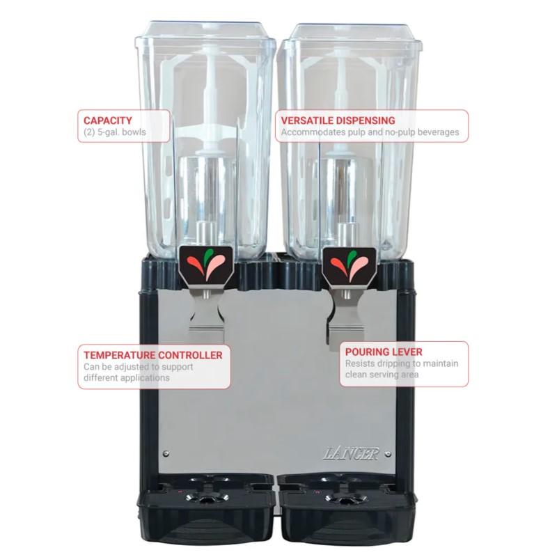 ドリンクサーバー ダブル ディスペンサー 18L×2 パドル攪拌 冷却機能