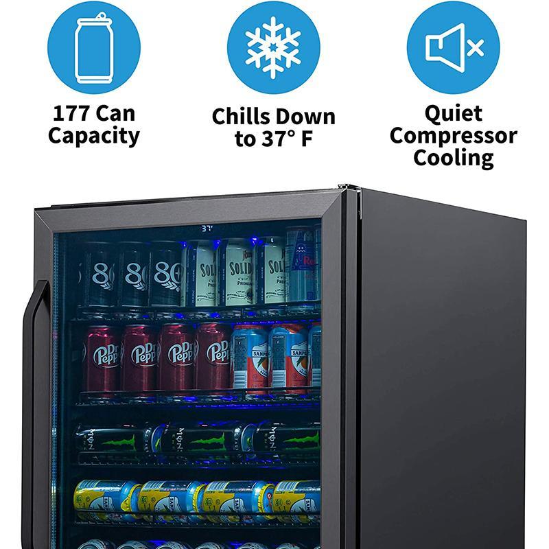 冷蔵庫 ビルトイン 最大177缶 ビバレッジクーラー ガラスドア ステンレス ニューエアー NewAir NBC177 Beverage Coolerの画像