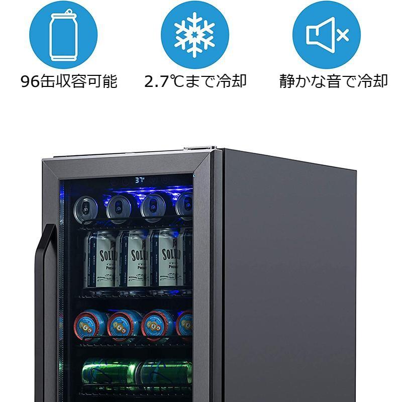 冷蔵庫 ビルトイン 最大96缶 ビバレッジクーラー ガラスドア ブラック ステンレス ニューエアー NewAir NBC096BS00 Beveragの画像