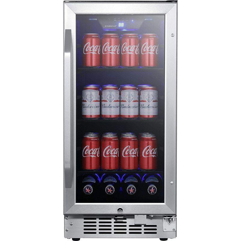 ビルトイン 冷蔵庫 アンダーカウンター 最大80缶 カウンター下 ガラスドア ブラック 幅38cm EdgeStar CBR902SG 15 Inchの画像