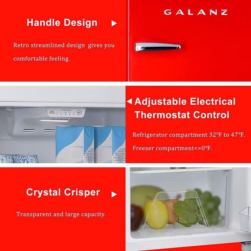 冷蔵庫 冷凍庫 280L 2ドア レトロ Galanz GLR10TRDEFR Retro Refrigerator, 10.0 Cu Ft 家電【代の画像