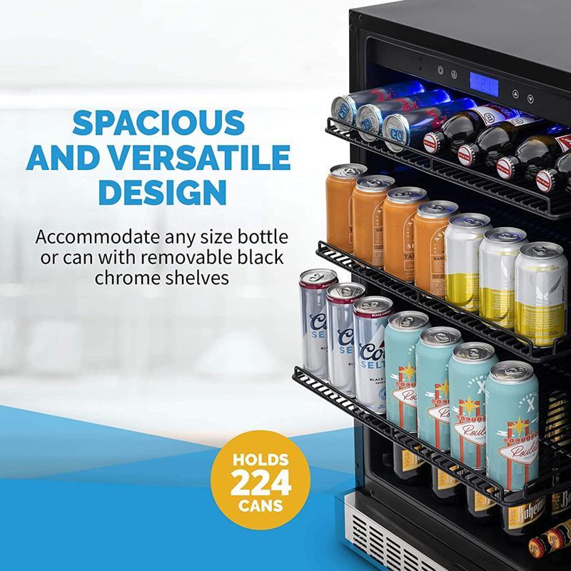 冷蔵庫 224缶 ビルトイン可 ビバレッジクーラー ステンレス ガラスドア 鍵付 ニューエアー NewAir NBC224SS00 Beverageの画像