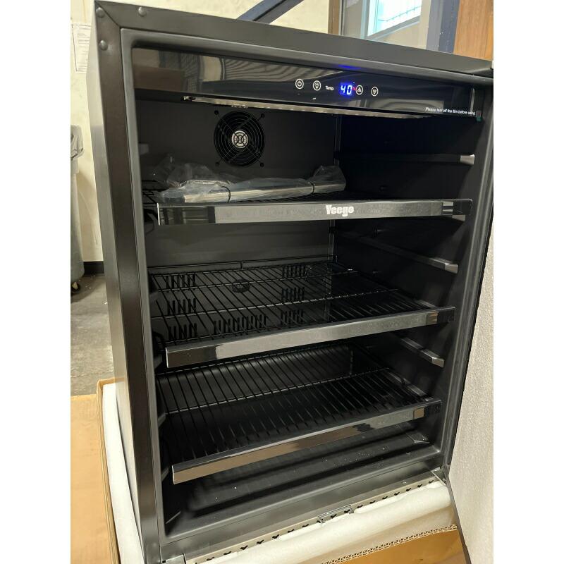 冷蔵庫 180缶 ビルトイン可 アンダーカウンター 幅60cm 130L ガラスドア ステンレス Yeego 24 Inch Beverage Refの画像