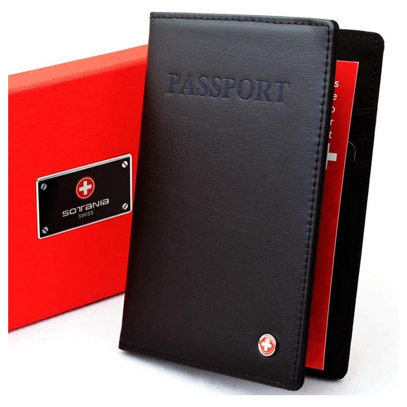 パスポートケース カバー ホルダー スイスレザー クレジットカード クレカ RFIDブロック スキミング防止 Sotania - Swiss