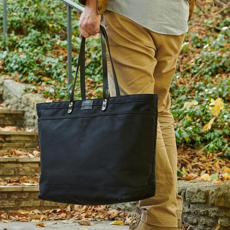 ジッパートート アメリカ製 レザーストラップ ブラック 黒 コットンツイル バッグ ARTIFACT Black Twill Zipper Toteの画像