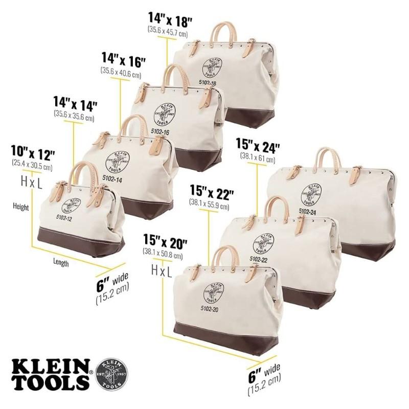 デラックス キャンバスバッグ ナチュラル ツールバック トートバック Klein Tools Heavy Duty Natural Canvas Toの画像