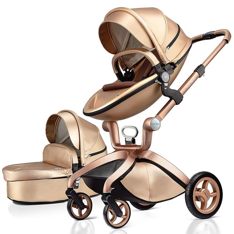 ベビーカー ストローラー PU（合皮）レザー 防水 レインカバー付 Baby