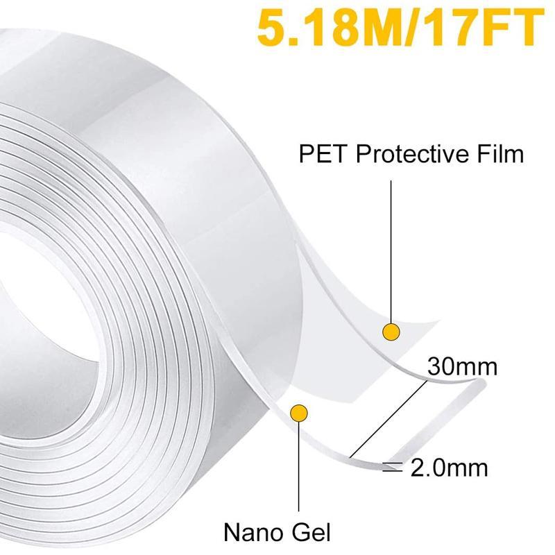 両面テープ はがせる 強力接着 5m 幅30mm 厚さ2mm 再利用 洗濯可能 Nano Double Sided Tape Heavy Duty Mの画像
