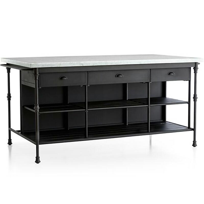 キッチンカウンター 幅183cm 大理石トップ アイランド 台 引き出し 収納 大きい ブラック Crate and Barrel French Ki