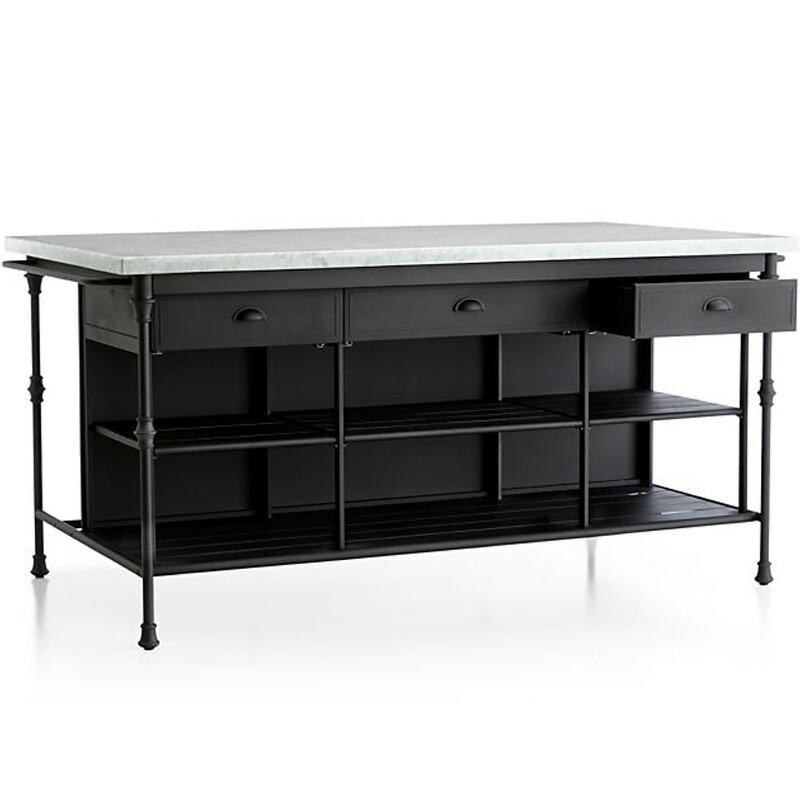 キッチンカウンター 幅183cm 大理石トップ アイランド 台 引き出し 収納 大きい ブラック Crate and Barrel French Ki