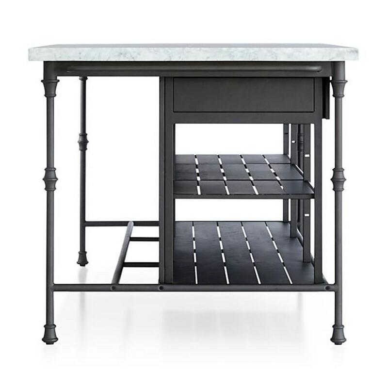 キッチンカウンター 幅183cm 大理石トップ アイランド 台 引き出し 収納 大きい ブラック Crate and Barrel French Ki