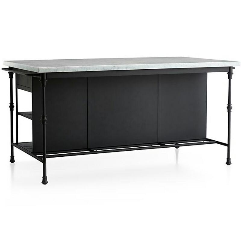 キッチンカウンター 幅183cm 大理石トップ アイランド 台 引き出し 収納 大きい ブラック Crate and Barrel French Ki