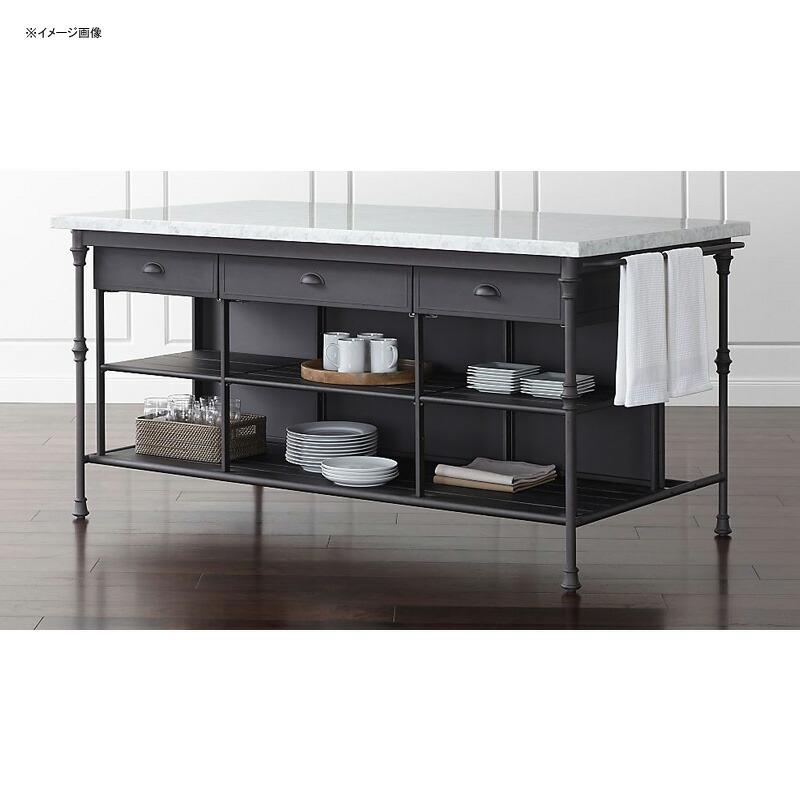 キッチンカウンター 幅183cm 大理石トップ アイランド 台 引き出し 収納 大きい ブラック Crate and Barrel French Ki