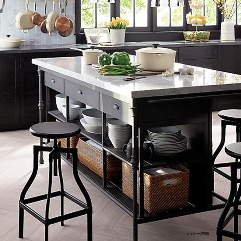 キッチンカウンター 幅183cm 大理石トップ アイランド 台 引き出し 収納 大きい ブラック Crate and Barrel French Ki