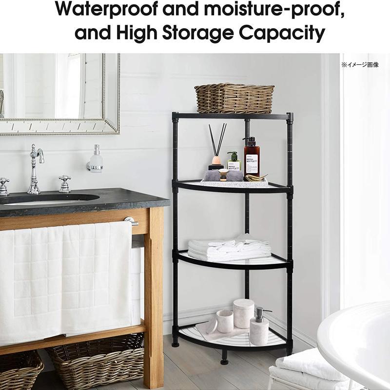 コーナーシェルフ メタル ラック 4段 棚 ディスプレイ 4-Tier Corner Shelf, Metal Storage Shelves, Heの画像