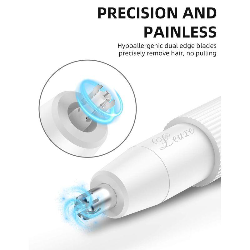 痛くない 電池式 電動鼻毛カッター シェーバー 水洗い可 旅行 Leuxe Nose and Ear Hair Trimmer, Electric Bの画像