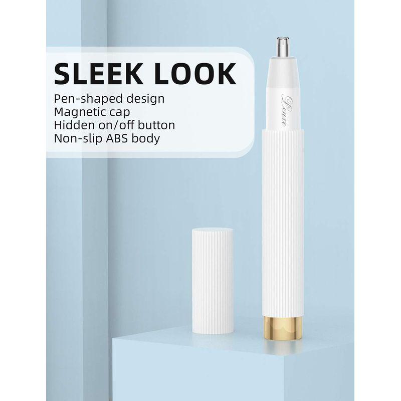 痛くない 電池式 電動鼻毛カッター シェーバー 水洗い可 旅行 Leuxe Nose and Ear Hair Trimmer, Electric Bの画像