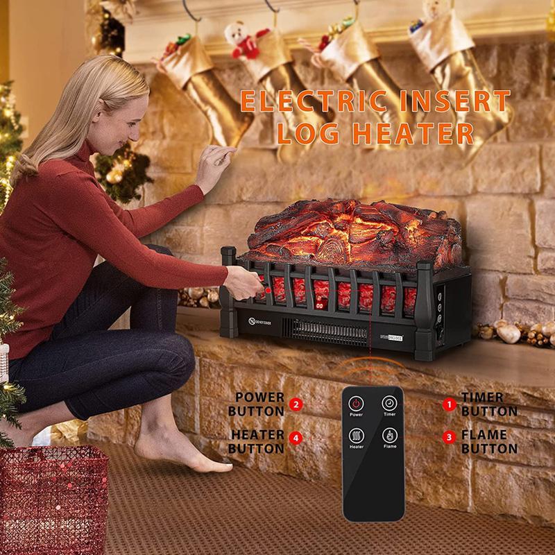 暖炉型 ヒーター 赤外線 電気 ストーブ リモコン付 VIVOHOME 110V Electric Fireplace Insert Log Quar｜cakmkt｜02