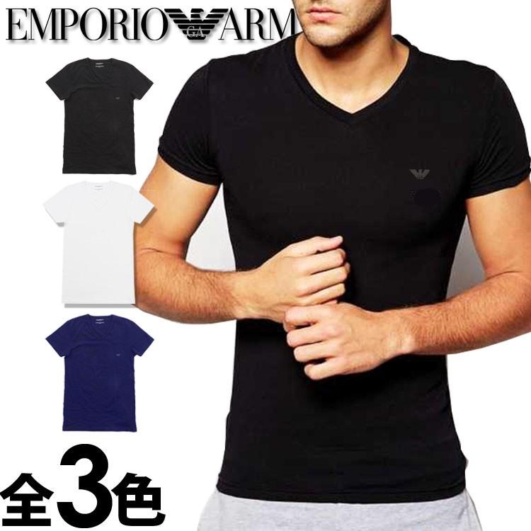 エンポリオアルマーニ メンズ Vネック 半袖 Tシャツ スリムフィット ブラック ホワイト ネイビー EMPORIO ARMANI