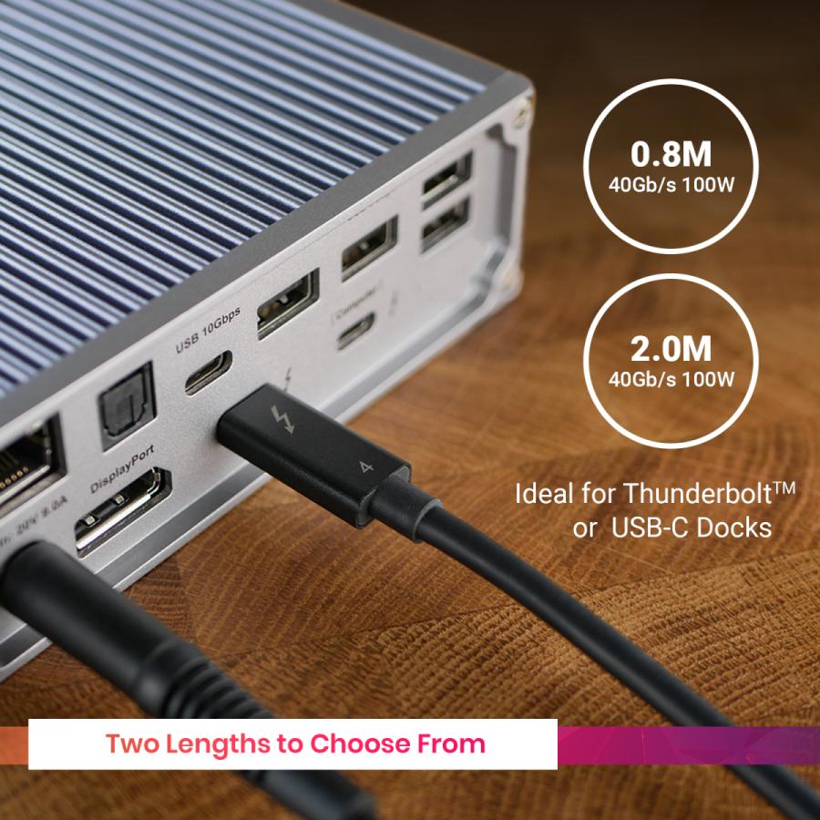 Thunderbolt 4/USB 4ケーブル (0.8m) パッシブ 40Gb/s, 100W