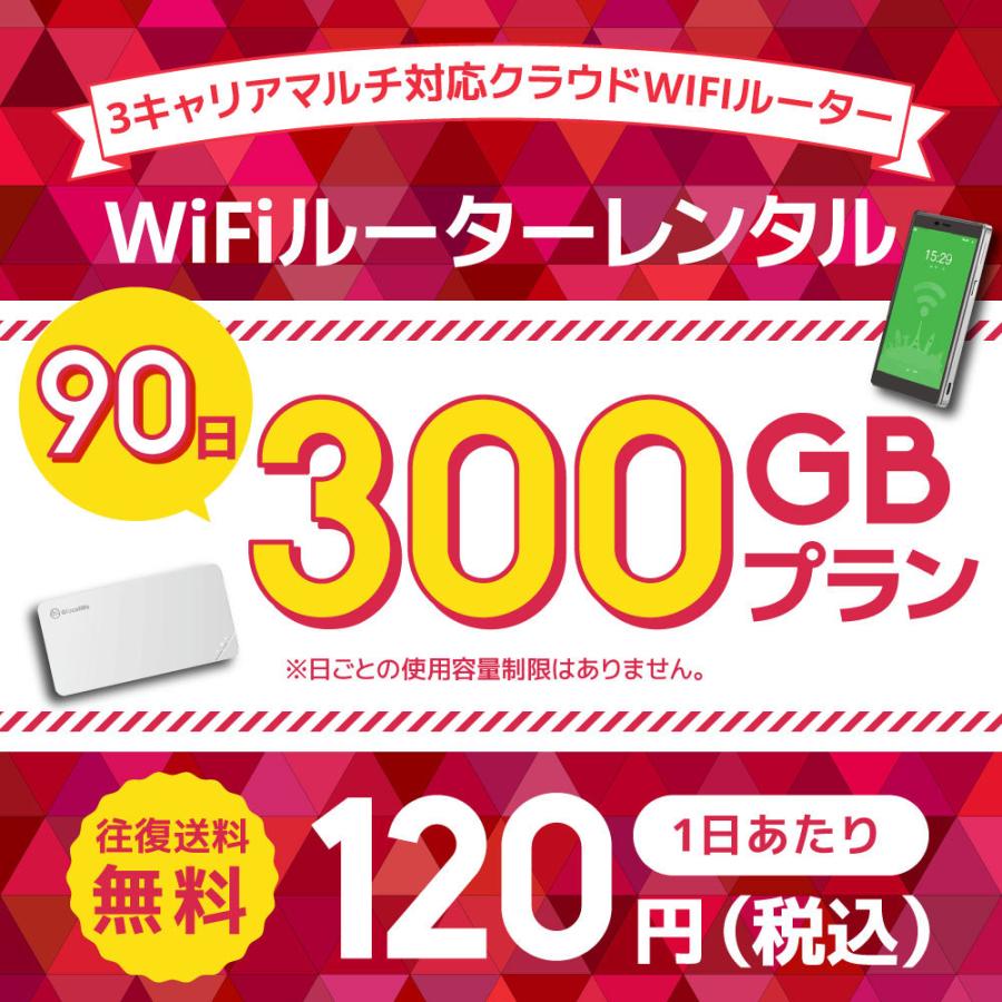 WiFiレンタル クラウドWIFIルーター 90日300GB レンタルプラン【往復送料無料】