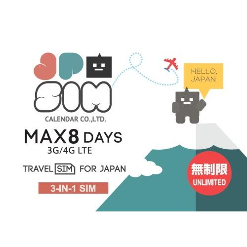 プリペイドSIMカード JPSIM 8days LTE無制限使い放題プラン 日本で使えるプリペイドSIMカード(Prepaid SIM card)｜calendar-world｜02