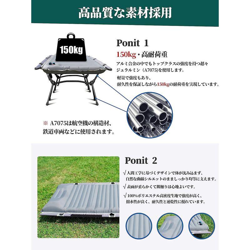 Gaifsuai コット キャンプ アウトドア ベッド 3WAY ハイ/ロー切替可能 エアー簡易ベッド 折りたたみ コンパクト 軽量 電動エ コット キャンプ アウトドア ベッド 3WAY ハイ/ロー切替可能 エアー簡易ベッド 折りたたみ コンパクト 軽量 電動エ