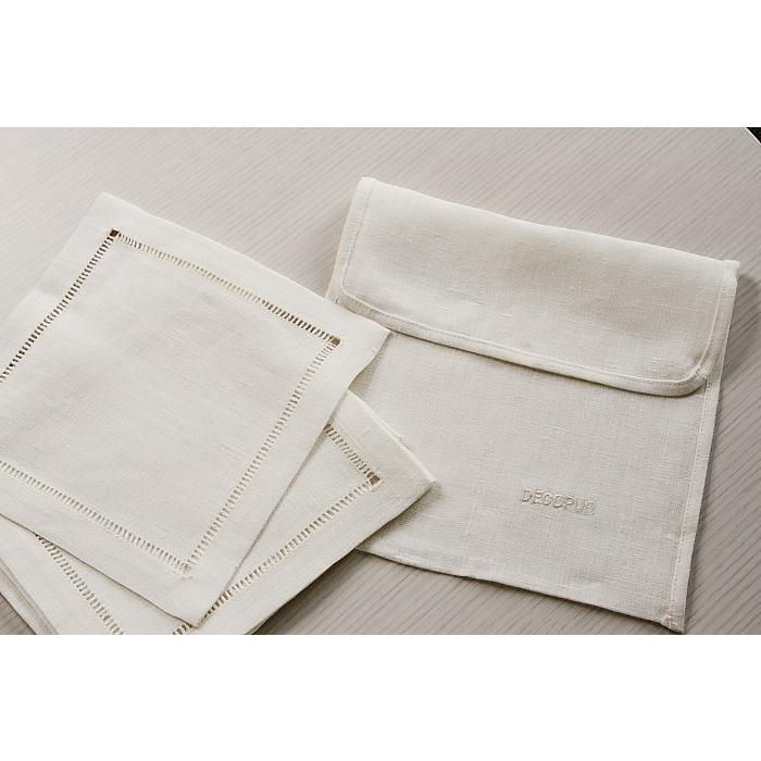 Louis Philips リネン亜麻ゲストタオル　ミニプレースマット 20x20 ホワイト６枚組　パース付き   【送料無料】 |  | 04