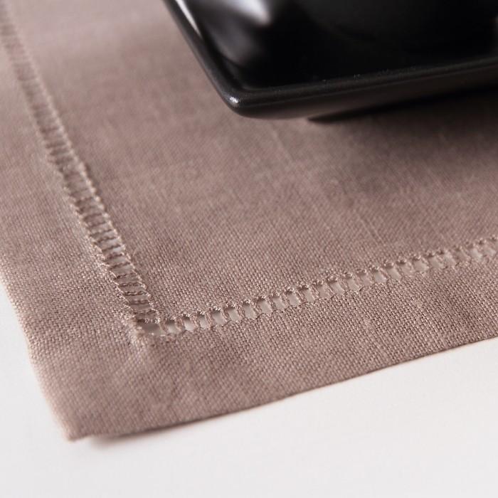 Louis Philips リネン亜麻ゲストタオル　ミニプレースマット 20x20 トープ（茶褐色）６枚組　パース付き 【送料無料】 |  | 01