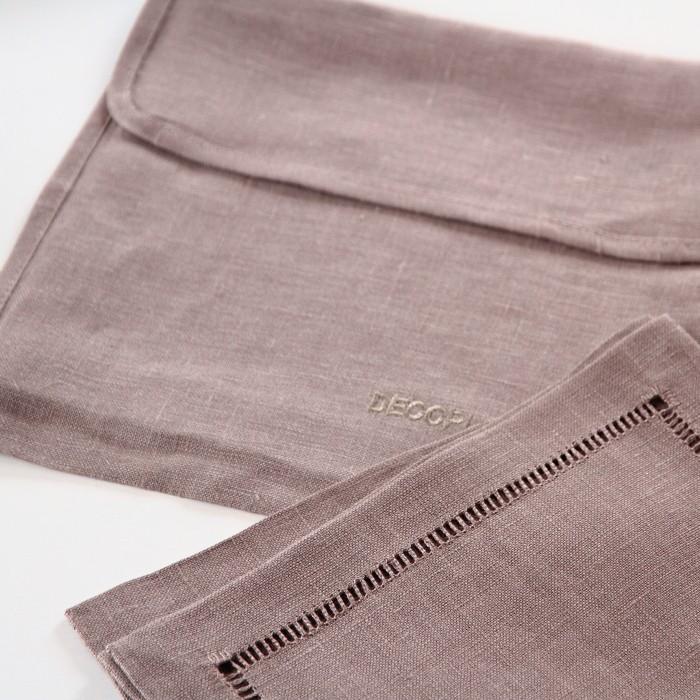 Louis Philips リネン亜麻ゲストタオル　ミニプレースマット 20x20 トープ（茶褐色）６枚組　パース付き 【送料無料】 |  | 02