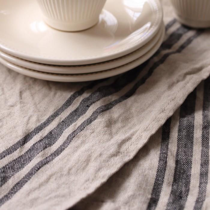 CALIENTE リトアニア リネン 麻 100％ カンパーニュ　テーブル ランナー　赤・黒 |  | 06