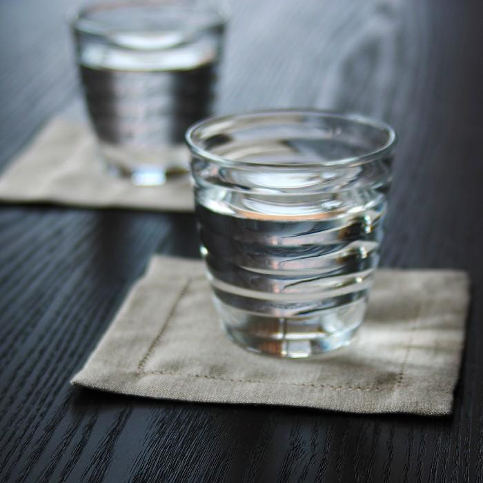 CALIENTE リトアニア リネン 麻 100％ ヘムステッチ ナチュラル リネン カクテルナプキン コースター | 