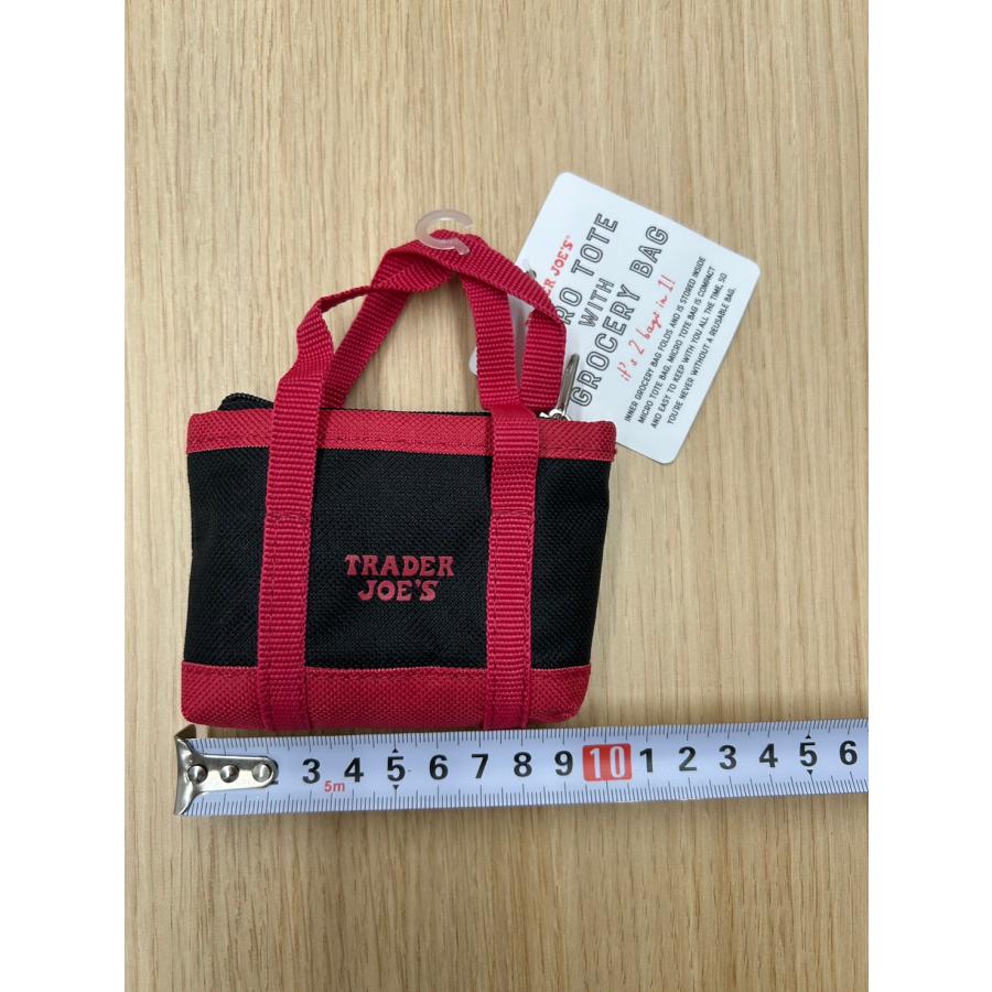 TRADER JOE'S  トレジョ エコバッグ収納可能ミニポーチ付 MINI ECO BAG 2IN1 Micro Tote with Grocery Bag ブラック 黒 balck｜california-breeze｜03