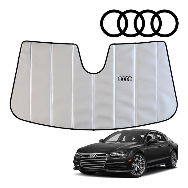 USアウディ純正 専用設計 AUDI ロゴ入 サンシェード 吸盤不要