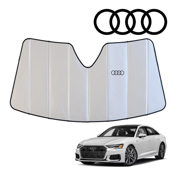 USアウディ純正 専用設計 AUDI ロゴ入 サンシェード 吸盤不要