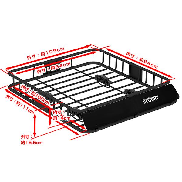 【CURT 正規品】ルーフラック ルーフバスケット ルーフキャリア 18115 105cm×94cm×14cm トヨタ プロボックスに！ ベースキャリアに取付｜californiacustom｜09
