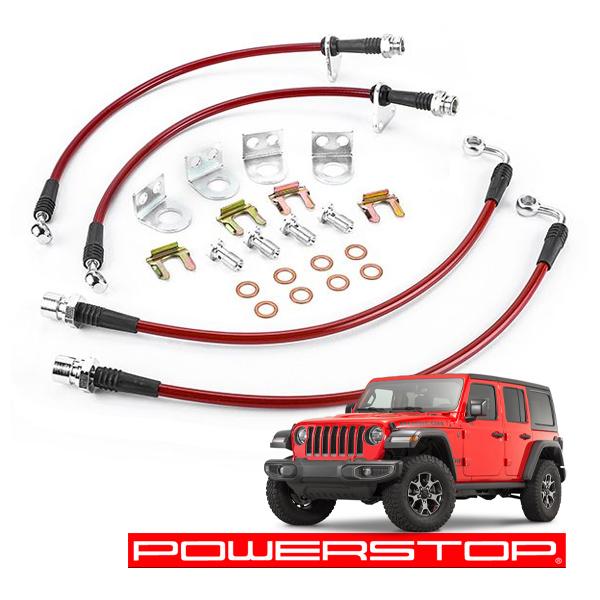 【PowerStop 正規品】ステンレスブレーキホースKIT BH00147 左右セット 4インチリフトアップまで可能 ジープ JLラングラー