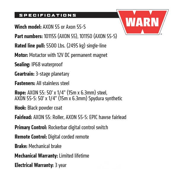 WARN (ウォーン) USA正規品 AXON 55 パワースポーツ ウインチ