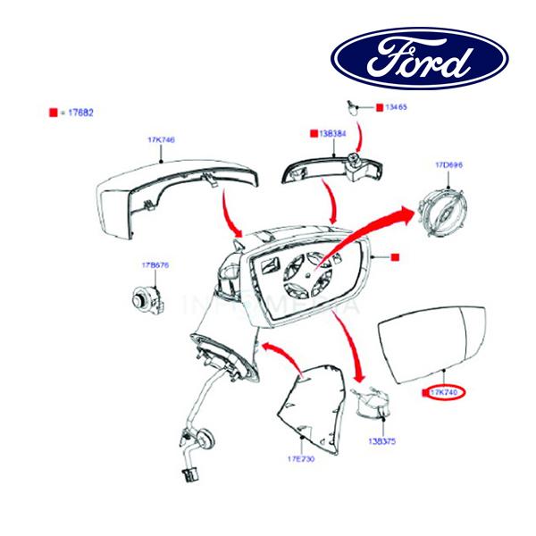 フォード純正 ドアミラー レンズ ガラス 左側 LH 運転席側 CN1Z17K707F