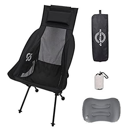 ご不明点があれば、ご連絡ください！Drafitorts Ultralight Camping Chair, Compact Portable High-Back Foldable Chair with Headrest, Extra Inflatable Pillow ＆ Carry Bag for Cam＿並行輸入品