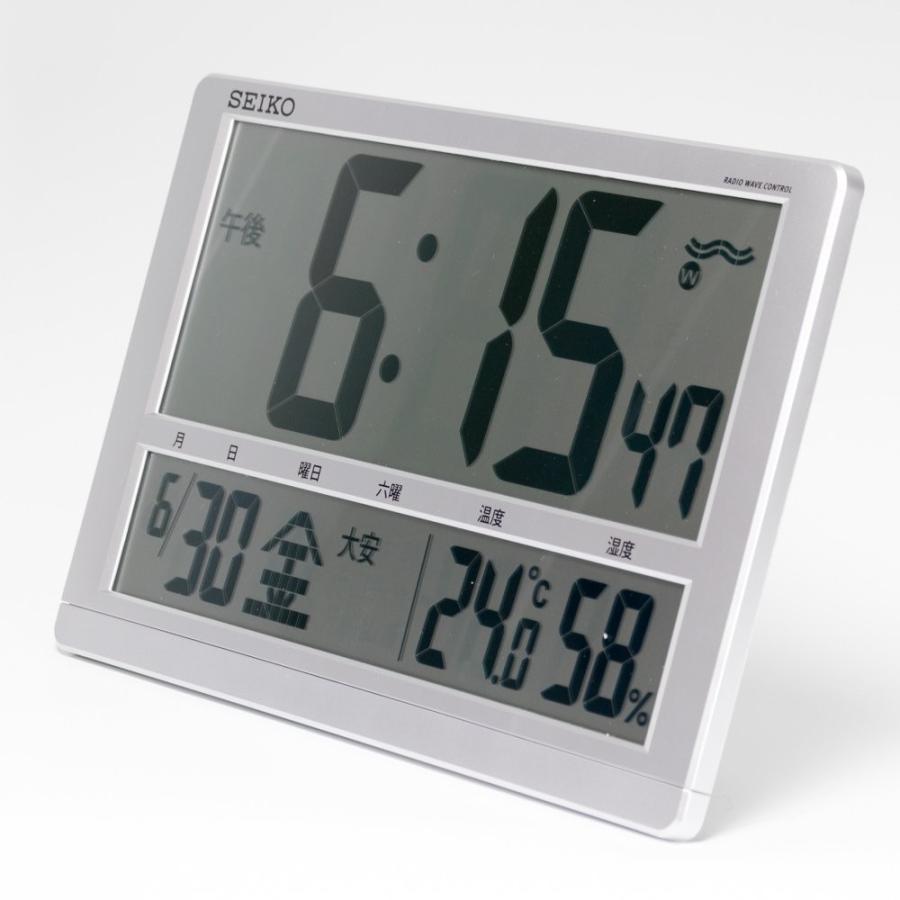 セイコー クロック 掛け時計 置き時計 兼用 電波 デジタル カレンダー 六曜 温度 湿度 表示 大型 銀色 メタリック SQ433S SE セイコー クロック 掛け時計 置き時計 兼用 電波 デジタル カレンダー 六曜 温度 湿度 表示 大型 銀色 メタリック SQ433S SE