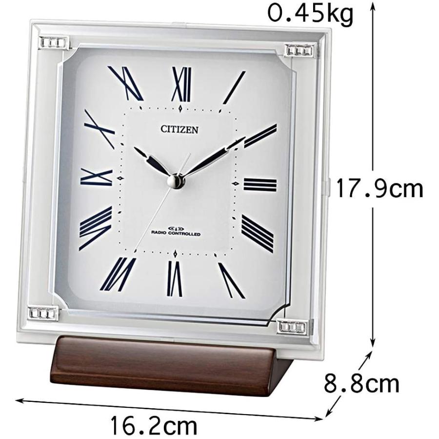 リズム時計工業 置き時計 白 17.9x16.2x8.8cm シチズン 電波 アナログ 置き掛け兼用 4RY712-003